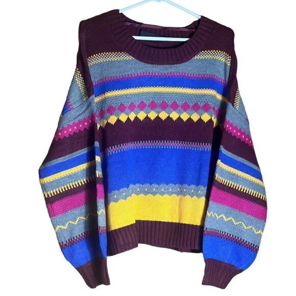 Lane Bryant Relaxed Crew-Neck Fair Isle Multicolor Sweater Size 18-20 New NWT 📦 - Picture 3 of 10